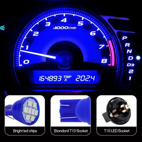 10Set T10 194 168 Dash Instrument LED Light Bulbs, Bright Panel Gauge Cluster Indicator Light Bulbs with Twist Lock Socket, Car Replacement Lights for Dashboard Light Map Light (Pink) in Saudi Arabia