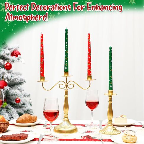 Tuitessine Christmas White Taper Candles 10 Inch Tall Set of 4 Unscented Christmas Tree Candlesticks Unique Christmas Gifts for Hostess Holiday Dinner Table Home Decorations (No Holder) in Kuwait