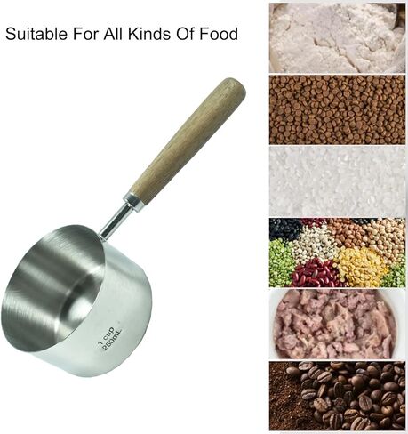 الفولاذ المقاوم للصدأ 1 كوب الكلب القط الغذاء قياس مغرفة للأغذية الجافة والرطبة، قياس دقيق للأرز والدقيق والحبوب in Kuwait