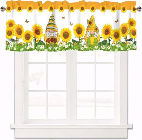 موارد عباد الشمس للنوافذ ، والزهور الأصفر جنوم الستائر القصيرة النافذة القضيب الستار الجيب الستار للمطبخ مزرعة الحمام الحمام صغير ويندوز 42x12 في ، 1panel in Kuwait