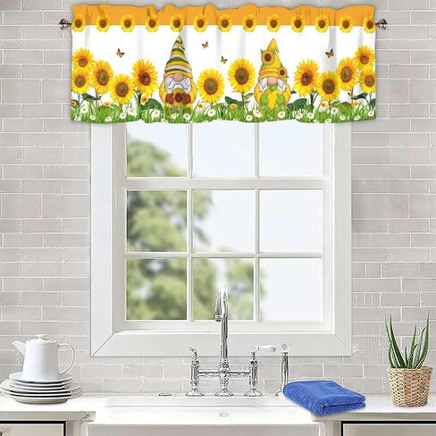 موارد عباد الشمس للنوافذ ، والزهور الأصفر جنوم الستائر القصيرة النافذة القضيب الستار الجيب الستار للمطبخ مزرعة الحمام الحمام صغير ويندوز 42x12 في ، 1panel in Kuwait