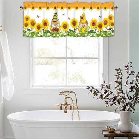 موارد عباد الشمس للنوافذ ، والزهور الأصفر جنوم الستائر القصيرة النافذة القضيب الستار الجيب الستار للمطبخ مزرعة الحمام الحمام صغير ويندوز 42x12 في ، 1panel in Kuwait