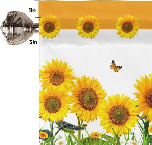 موارد عباد الشمس للنوافذ ، والزهور الأصفر جنوم الستائر القصيرة النافذة القضيب الستار الجيب الستار للمطبخ مزرعة الحمام الحمام صغير ويندوز 42x12 في ، 1panel in Kuwait