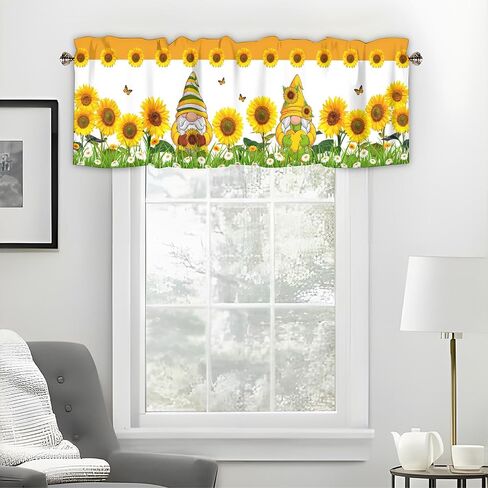 موارد عباد الشمس للنوافذ ، والزهور الأصفر جنوم الستائر القصيرة النافذة القضيب الستار الجيب الستار للمطبخ مزرعة الحمام الحمام صغير ويندوز 42x12 في ، 1panel in Kuwait