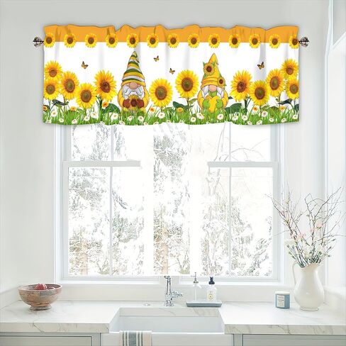 موارد عباد الشمس للنوافذ ، والزهور الأصفر جنوم الستائر القصيرة النافذة القضيب الستار الجيب الستار للمطبخ مزرعة الحمام الحمام صغير ويندوز 42x12 في ، 1panel in Kuwait
