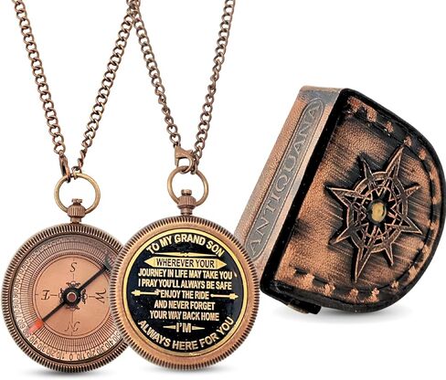 I Will Guide You Engraved Compass with Authentic Leather Case Brass Compass Directional Compass, Baptism Gifts for Boys & Girls, First Communion (BLC4) in Saudi Arabia