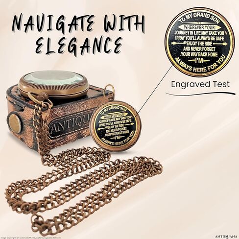 I Will Guide You Engraved Compass with Authentic Leather Case Brass Compass Directional Compass, Baptism Gifts for Boys & Girls, First Communion (BLC4) in Saudi Arabia