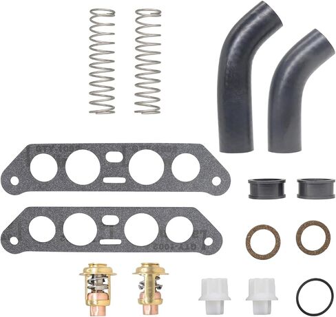 13270 طقم ترموستات مع خراطيم مناسبة لجونسون إيفينرود 85 88 90 100 115 140 HP V4 Crossflow استبدال 340975 340976 13270 in Kuwait