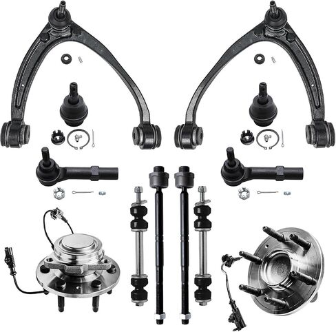 Detroit Axle - 2WD 12pc Front End Kit for Chevy GMC Silverado Sierra Suburban 1500 Yukon Tahoe Cadillac Escalade Wheel Bearing Hubs Upper Control Arms Sway Bars Tie Rods Lower Ball Joints Replacement in Saudi Arabia