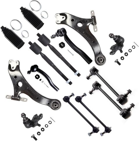 SCITOO 14pcs Front Suspension Kit Lower Control Arm Ball Joint fit 2002-2003 for Toyota Camry 2002-2003 for Lexus ES300 2004-2006 for Lexus ES330 Outer Inner Tie Rod End w/Steering Boot Sway Bar Link in Saudi Arabia
