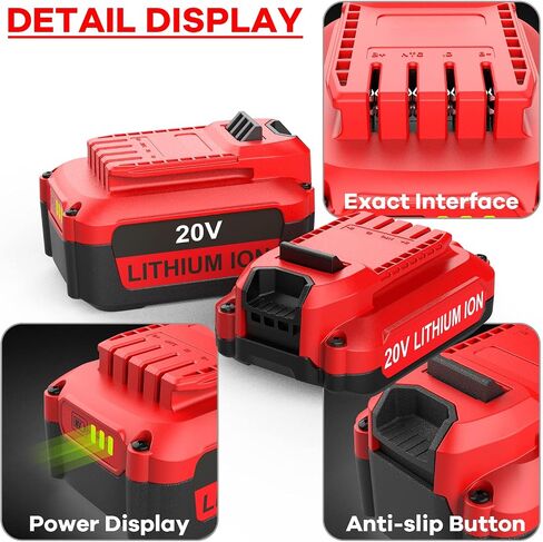 2Pack 6500mAh V20 Batteries for Craftsman 20V Max Battery CMCB202 CMCB204 CMCB206 + Dual Charger for Craftsman V20 Fast Charger in Kuwait