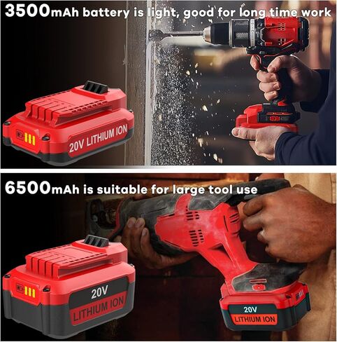 2Pack 6500mAh V20 Batteries for Craftsman 20V Max Battery CMCB202 CMCB204 CMCB206 + Dual Charger for Craftsman V20 Fast Charger in Kuwait