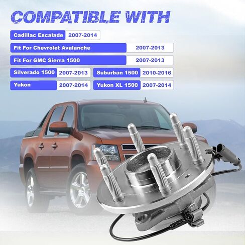 Front Wheel Hub Bearing Assembly with ABS Compatible with Cadillac Escalade, Chevrolet Avalanche, Silverado 1500, Suburban 1500, Tahoe, GMC Sierra 1500, Yukon, Yukon XL 1500 in Saudi Arabia