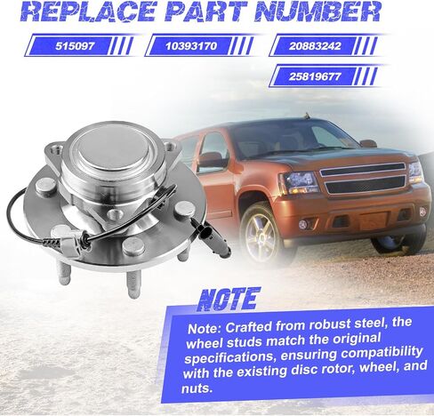 Front Wheel Hub Bearing Assembly with ABS Compatible with Cadillac Escalade, Chevrolet Avalanche, Silverado 1500, Suburban 1500, Tahoe, GMC Sierra 1500, Yukon, Yukon XL 1500 in Saudi Arabia