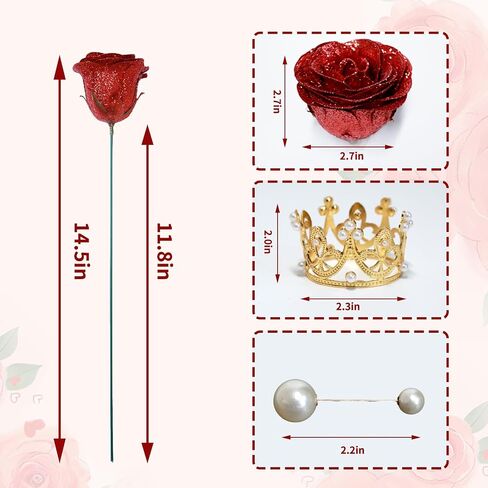 Glitter Roses Bouquet Graduation Gifts, Shiny Artificial Roses Flowers with Stems DIY Fake Glitter Flowers Bouquet for Anniversary Graduation Birthday Wedding, 24 Roses (Red) in Kuwait
