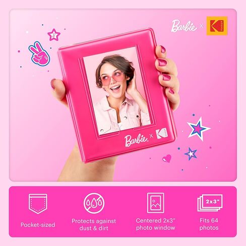 مجموعة Barbie Starter للكاميرا الرقمية ذات الطباعة الفورية بالألوان الكاملة من Kodak x Barbie (نمط مميز) + حافظة كاميرا Barbie Deluxe + ورق زنك (20 ورقة) in Saudi Arabia
