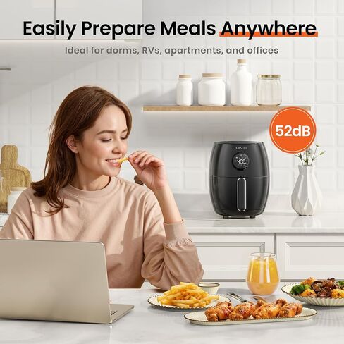 Small Compact Air Fryer, 4-in-1 Small Mini Airfryer, Bake, Roast, Reheat, 98% Less Oil, Light Grey in Saudi Arabia