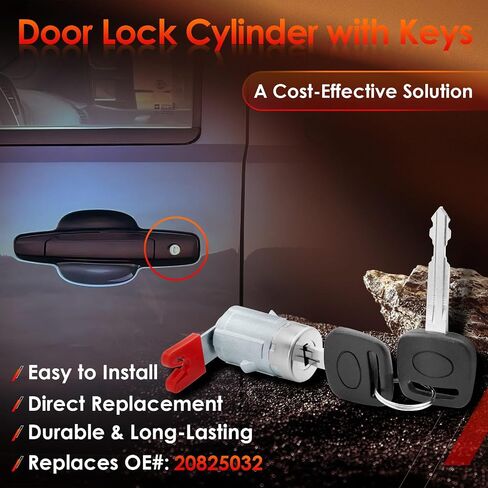 Door Lock Cylinder Switch with Keys Drive Side, Compatible with 2007-2013/2014 Chevy GMC Cadillac Silverado Suburban Avalanche Tahoe Sierra Yukon 1500/2500/3500 Escalade, Replaces# 20825032 in Saudi Arabia