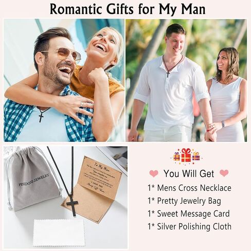 PINKDODO Cross Necklace for Men, Valentines Birthday Christmas Gifts for Son Grandson Nephew Brother Boyfriend Mens in Saudi Arabia