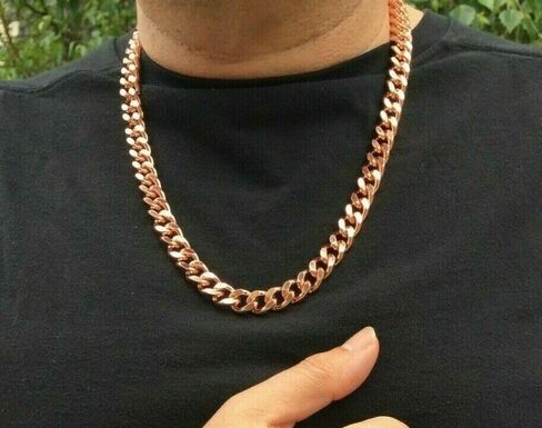 Pure Copper Cuban Link Necklace Heavy Solid Statement Jewelry Chain 24" Unisex in Saudi Arabia