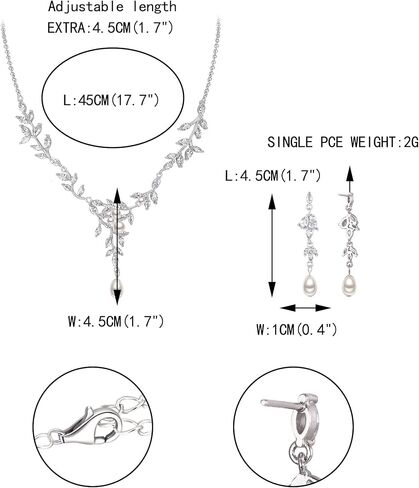 EVER FAITH Cubic Zirconia Bridal Jewelry Set for Wedding, Marquise CZ Simulated Pearl Vine Leaf Necklace Dangle Earrings Sets in Saudi Arabia