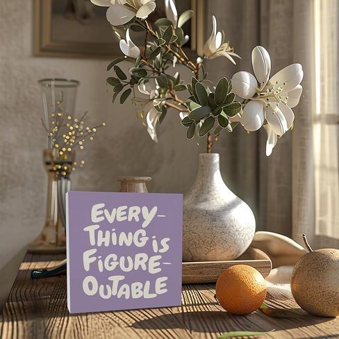 ديكور المكتب الأرجواني الملهم ، كل شيء هو إكسسوارات مكتب تحفيزية قابلة للتحفيز علامة خشبية ، هدايا ملهمة للنساء ، جدار الجدار الجدر in Kuwait