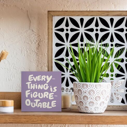 ديكور المكتب الأرجواني الملهم ، كل شيء هو إكسسوارات مكتب تحفيزية قابلة للتحفيز علامة خشبية ، هدايا ملهمة للنساء ، جدار الجدار الجدر in Kuwait