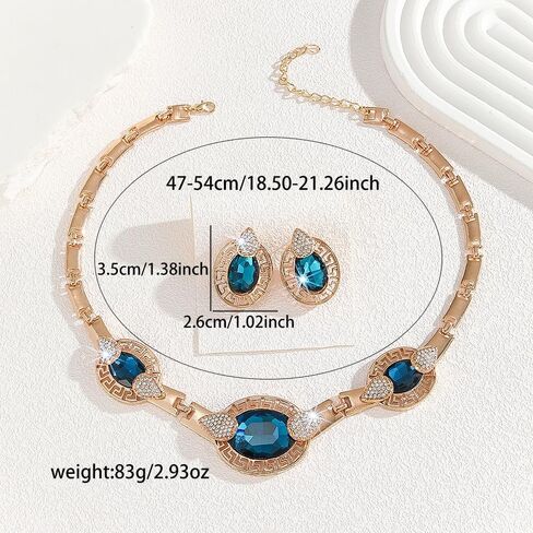 Alloy Crystal Statement Necklace Earrings Sets for Women Elegant Rose Gold Pendant Jewelry for Bridal Bridesmaid Weddings Parties Evening Events Special Occasions in Saudi Arabia