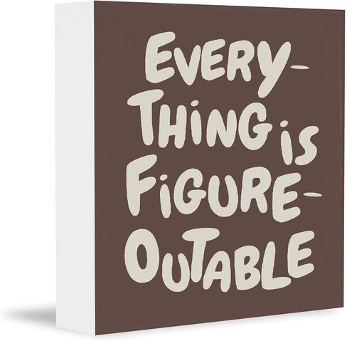 Inspirational Purple Office Decor, Every Thing is Figure Outable Motivational Office Accessories Wooden Box Sign, Inspirational Gifts for Women, Men Wall Desk Shelf Tabletop Decoration 5x5In in Saudi Arabia
