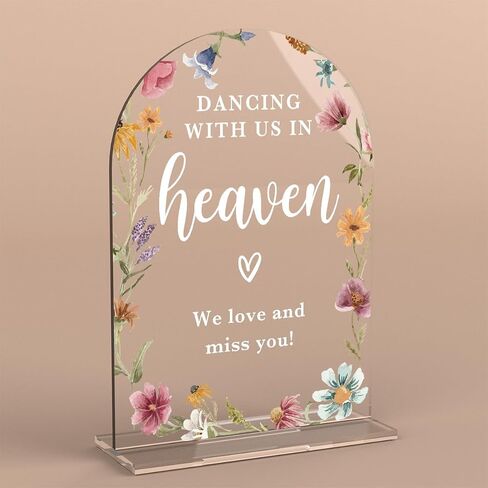 In Loving Memory Acrylic Wedding Sign Memory Table Sign Modern Calligraphy Arch Acrylic Table Top Signs for Wedding Reception and Event Party Decor (Wildflowers) in Saudi Arabia