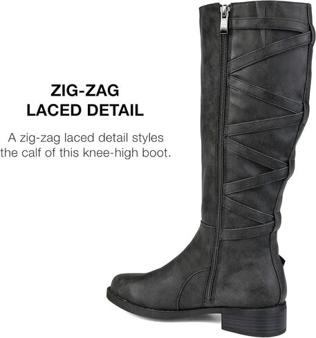 Journee Womens Carly Extra Wide Calf Stacked Heel Riding Boots in Kuwait