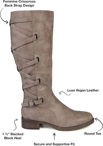 Journee Womens Carly Extra Wide Calf Stacked Heel Riding Boots in Saudi Arabia