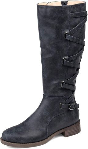 Journee Womens Carly Extra Wide Calf Stacked Heel Riding Boots in Saudi Arabia