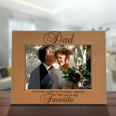 KATE POSH Dad of All The Walks We've Taken Together This one is My Favorite. Engraved Natural Wood Picture Frame, Father of The Bride Wedding Gifts, Thank You Dad, Best Dad Ever (5x7-Vertical) in Kuwait