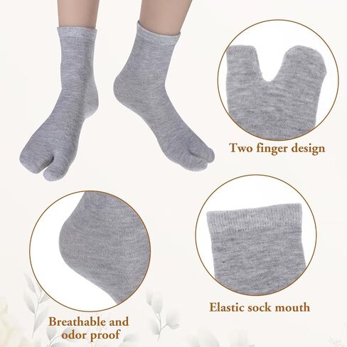6 Pairs Tabi Flip Flop Socks, Elastic Cotton Tabi Split Toe Socks Wicking Sandal Sock for Women Men (Black+Grey+White) in Saudi Arabia