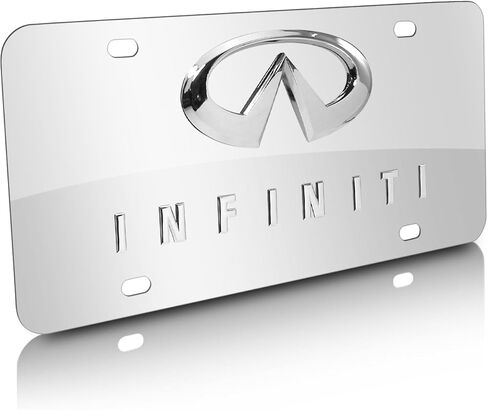 for Infiniti Dual 3D Heavy Metal Chrome Logo on Chrome Stainless Steel License Plate for Decorative in Saudi Arabia