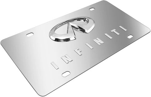 for Infiniti Dual 3D Heavy Metal Chrome Logo on Chrome Stainless Steel License Plate for Decorative in Saudi Arabia