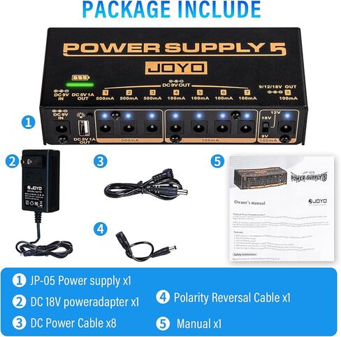 JOYO Power Supply 10 Output 9V 12V 18V Options Isolated Short-circuit Overload Protection for Effect Pedal in Kuwait