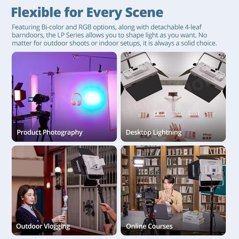 Godox Litemons LP600Bi-K2 لوحة إضاءة LED ثنائية اللون مع التحكم في التطبيق، قطعتان من إضاءة التصوير الفوتوغرافي للاستوديو 60 وات مع باب بارن، 2800 كلفن -6500 كلفن، أوضاع FX/قابلة للدوران 360 درجة/CRI 96+ TLCI 96+ مع حامل إضاءة، حقيبة حمل in Saudi Arabia