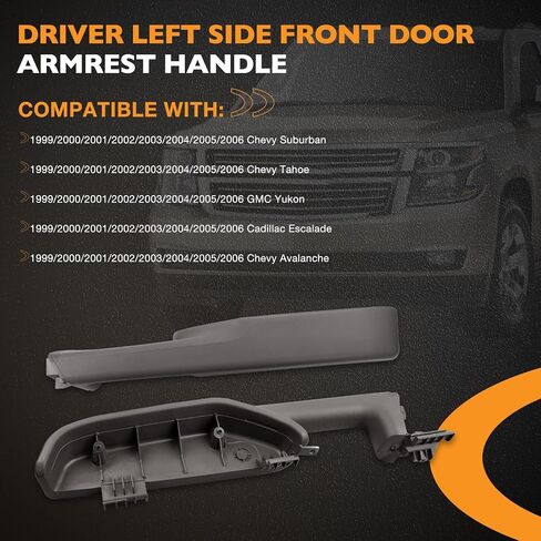 HQPASFY سائق يسار الجانبي مقبض ذراع الباب الأمامي مقبض متوافق مع 1999-2006 Chevy Suburban Tahoe Avalanche ، GMC Yukon استبدال# 188981547 15703701 15703702 88981548 ، Gray in Kuwait