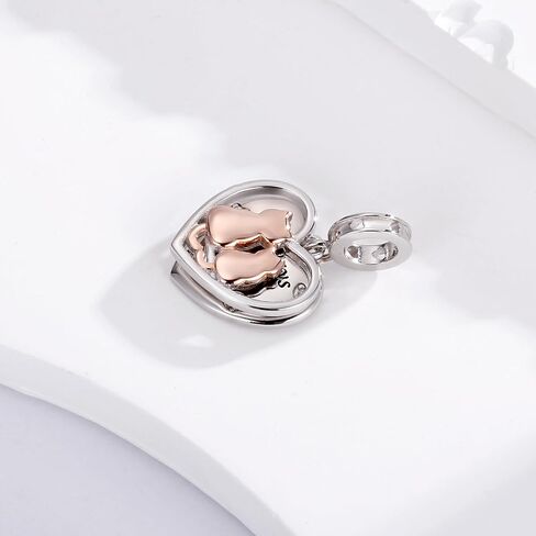 925 Sterling Silver Mother and Kitten Heart Charms Always Love You Cat Mom Bead for Bracelets & Necklaces in Saudi Arabia