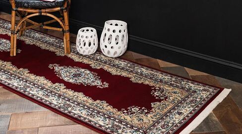 Rugs.com Rabia Collection Rug – 3' x 13' Runner Burgundy Low Rug Perfect for Hallways, Entryways in Saudi Arabia