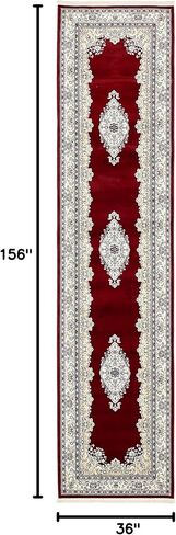 Rugs.com Rabia Collection Rug – 3' x 13' Runner Burgundy Low Rug Perfect for Hallways, Entryways in Saudi Arabia