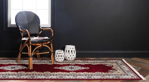 Rugs.com Rabia Collection Rug – 3' x 13' Runner Burgundy Low Rug Perfect for Hallways, Entryways in Saudi Arabia