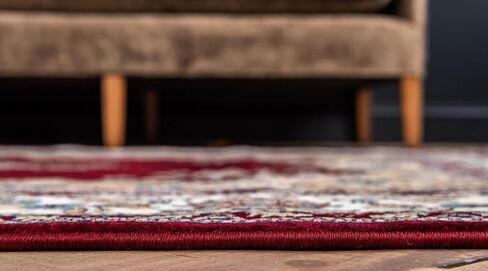Rugs.com Rabia Collection Rug – 3' x 13' Runner Burgundy Low Rug Perfect for Hallways, Entryways in Saudi Arabia