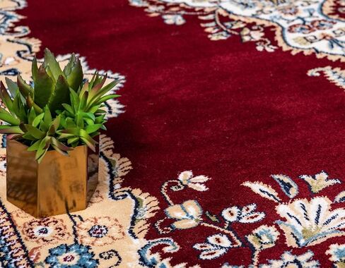 Rugs.com Rabia Collection Rug – 3' x 13' Runner Burgundy Low Rug Perfect for Hallways, Entryways in Saudi Arabia
