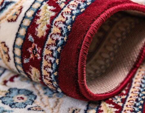 Rugs.com Rabia Collection Rug – 3' x 13' Runner Burgundy Low Rug Perfect for Hallways, Entryways in Saudi Arabia