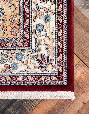 Rugs.com Rabia Collection Rug – 3' x 13' Runner Burgundy Low Rug Perfect for Hallways, Entryways in Saudi Arabia