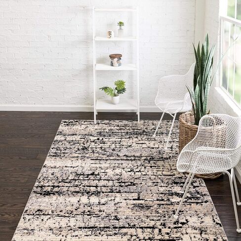 Rugs.com Tucson Collection Collection سجادة - 5 أقدام جولة رمادية منخفضة منخفضة مثالية للمطابخ ، غرف الطعام in Saudi Arabia