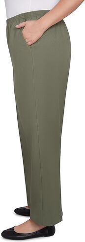 Alfred Dunner Women's Plus-Size All Around Elastic Waist Accord Medium Length Pant Size 24W Olive in Saudi Arabia